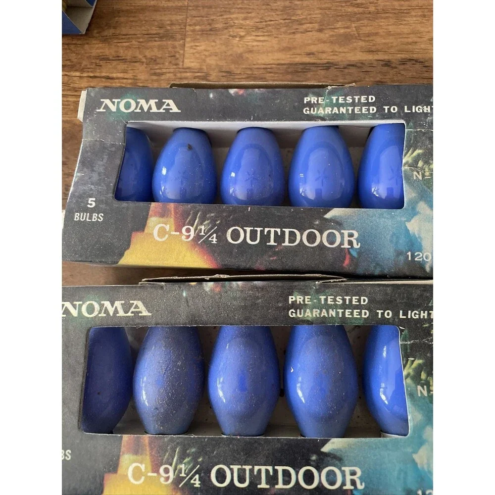 Vintage Christmas Tree Light Bulbs NOMA C-9 1/4 Blue & Multicolor
